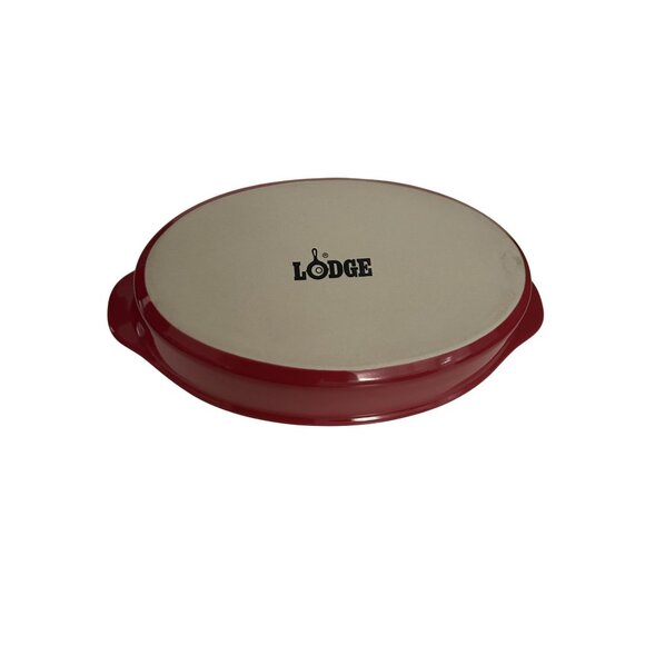Lodge Red Oval 9" Gratin Baking Dish Stoneware 5" Wide Durable & Stylish - Picture 2 of 3